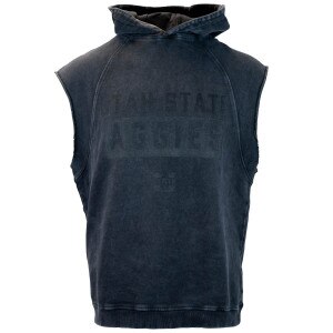 Utah state aggies washed black sleeveless hooded sweateshirt